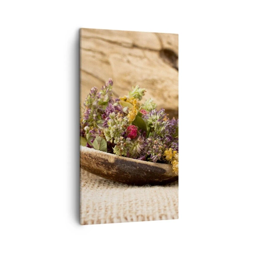 Tablou pe pânză - Flori colorate și ierburi parfumate - 45x80 cm