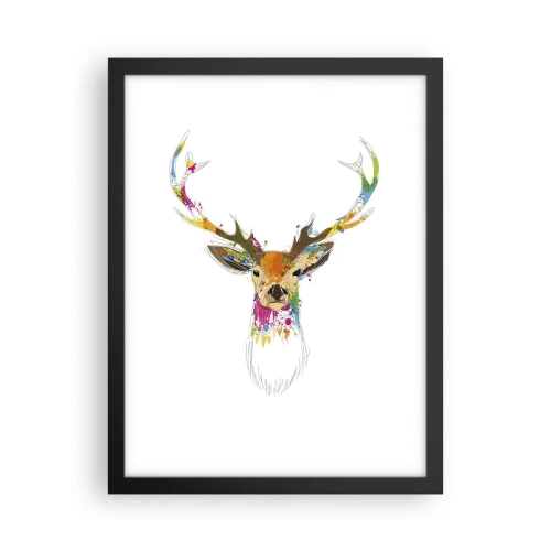 Poster în ramă neagră - Cerb blând scăldat în culoare - 30x40 cm