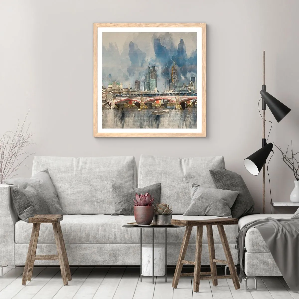 Poster în ramă de stejar deschis - Londra în toată splendoarea ei - 40x40 cm