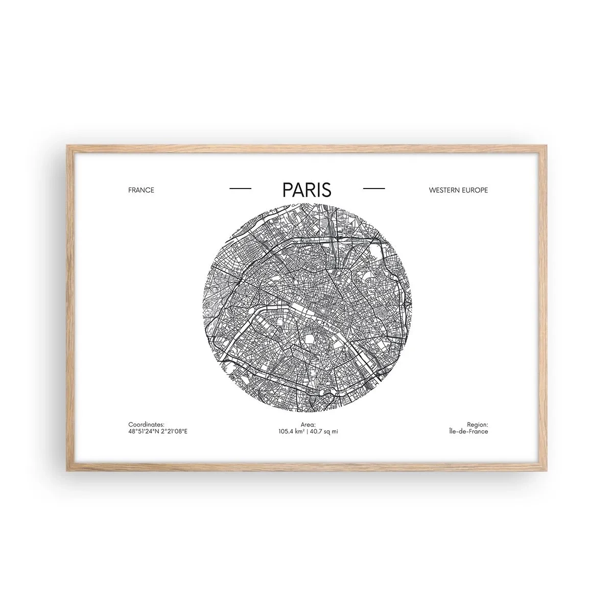 Poster în ramă de stejar deschis - Anatomia Parisului - 91x61 cm