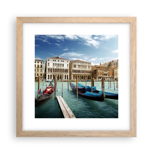 Poster în ramă de stejar deschis - Palate în albastru - 30x30 cm