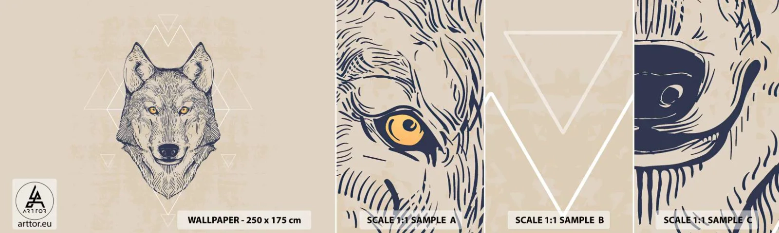 Mostră de Tapet Standard Eco - Un alfa cu o privire pătrunzătoare - Animale, Câine, Huskii - 100x30 cm