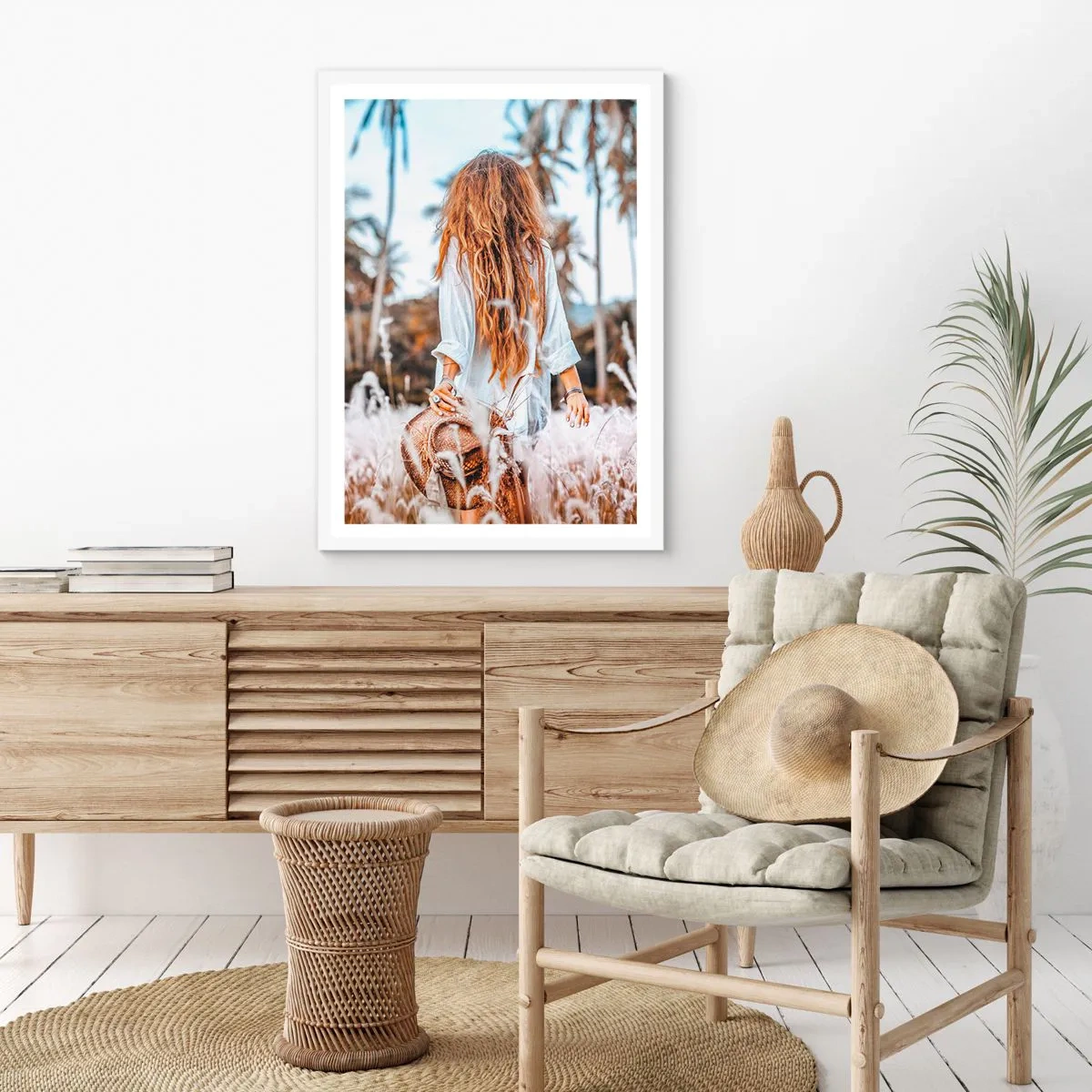 Poster în ramă albă - Născută din puful de iarbă - 70x100 cm