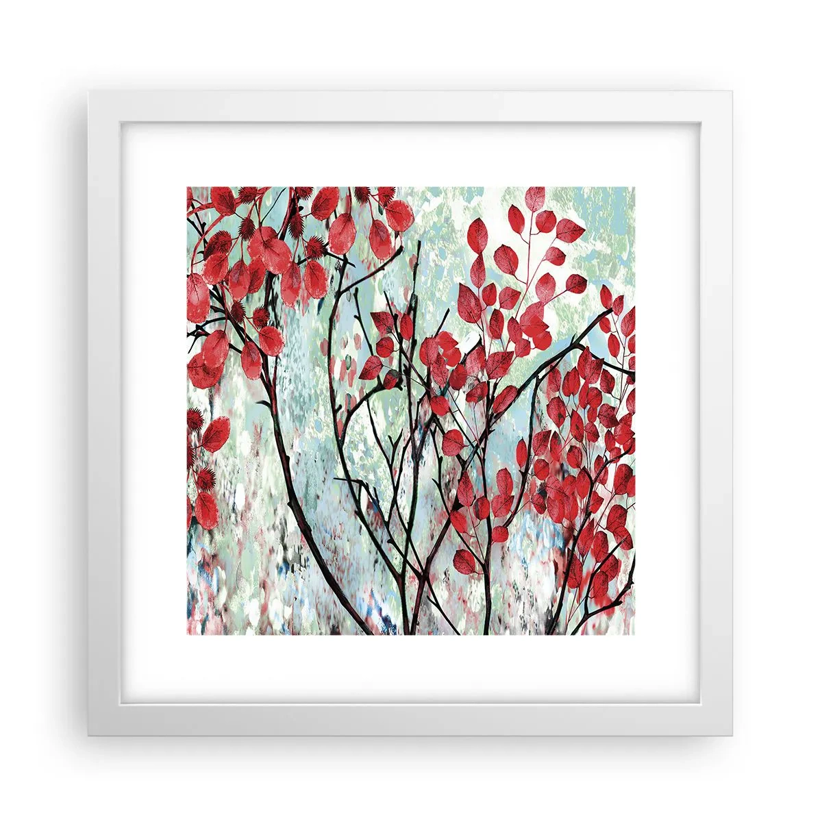 Poster în ramă albă - Arbore în stacojiu - 30x30 cm