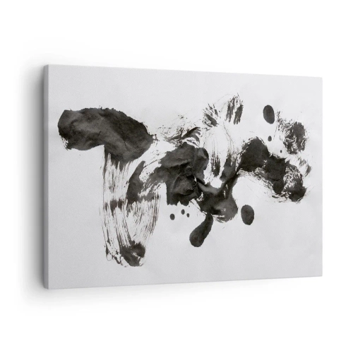 Tablou pe pânză Canvas - Compoziție abstractă de pete negre pe fundal alb - 70x50cm - Metodă în nebunie? - Decorațiune modernă pentru perete pentru living și dormitor ARTTOR