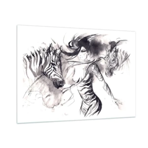 Tablou pe sticlă - Dansând cu zebrele - 100x70 cm