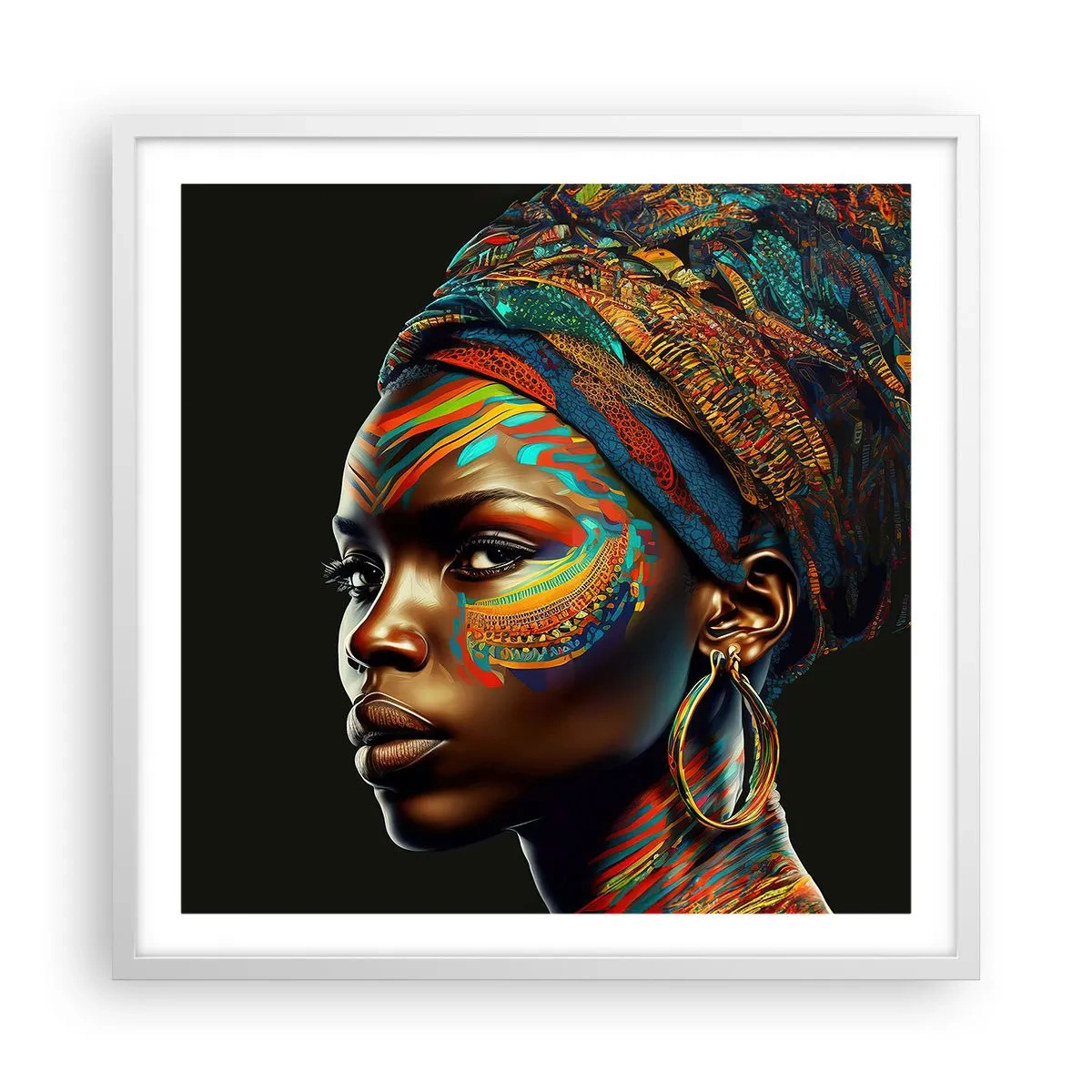 Poster în ramă albă - Regina africană - 60x60 cm