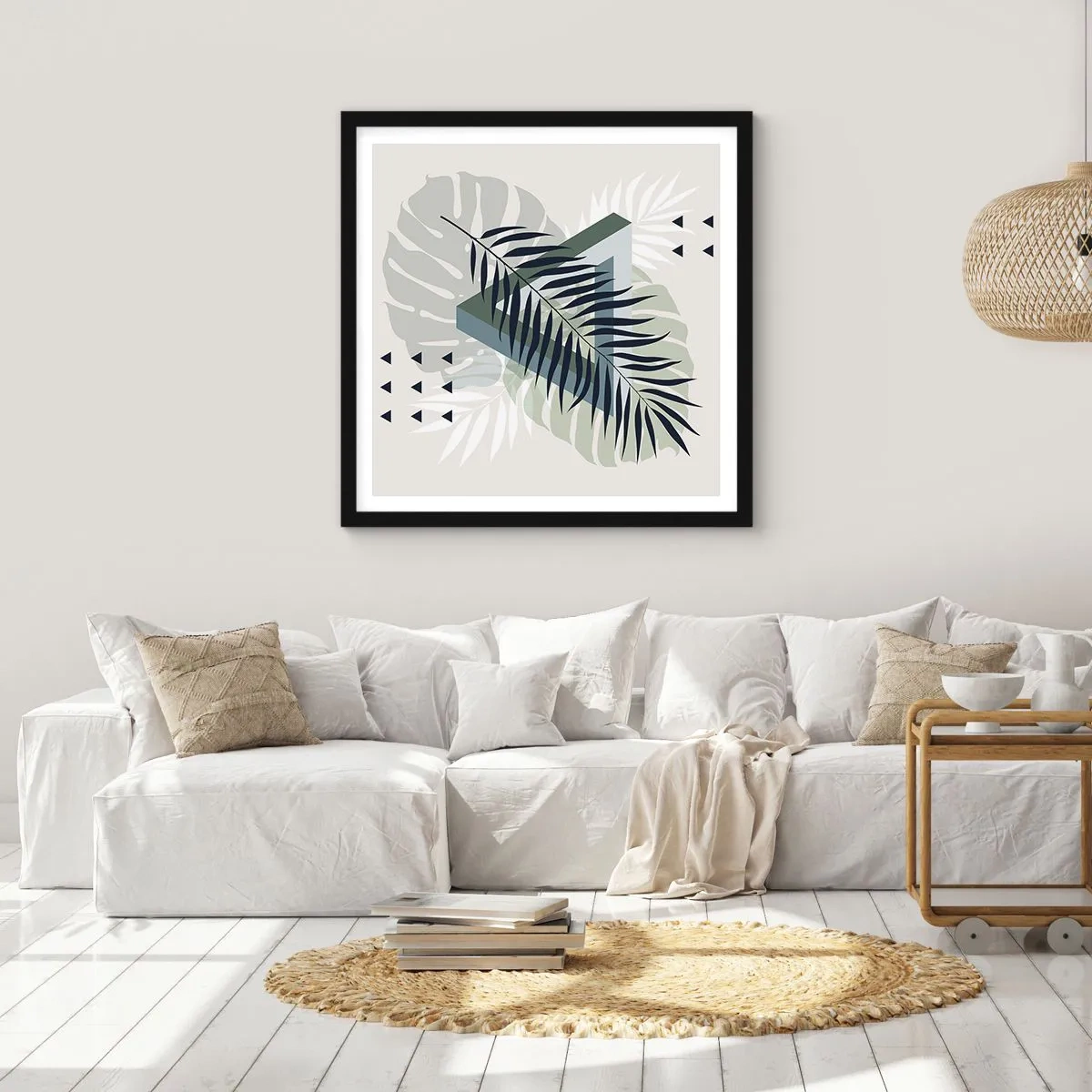 Poster în ramă neagră - Natura și geometria - două ordine? - 40x40 cm