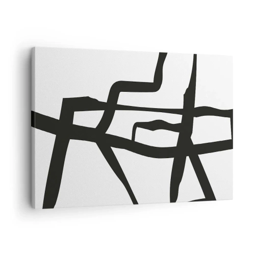 Tablou pe pânză Canvas - Model minimalist alb-negru cu linii geometrice - 70x50cm - Construcție în alb și negru - Decorațiune modernă pentru perete pentru living și dormitor ARTTOR