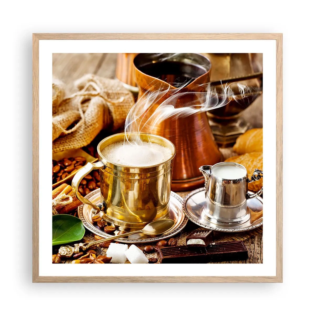 Poster în ramă de stejar deschis - O zi bună! - 60x60 cm