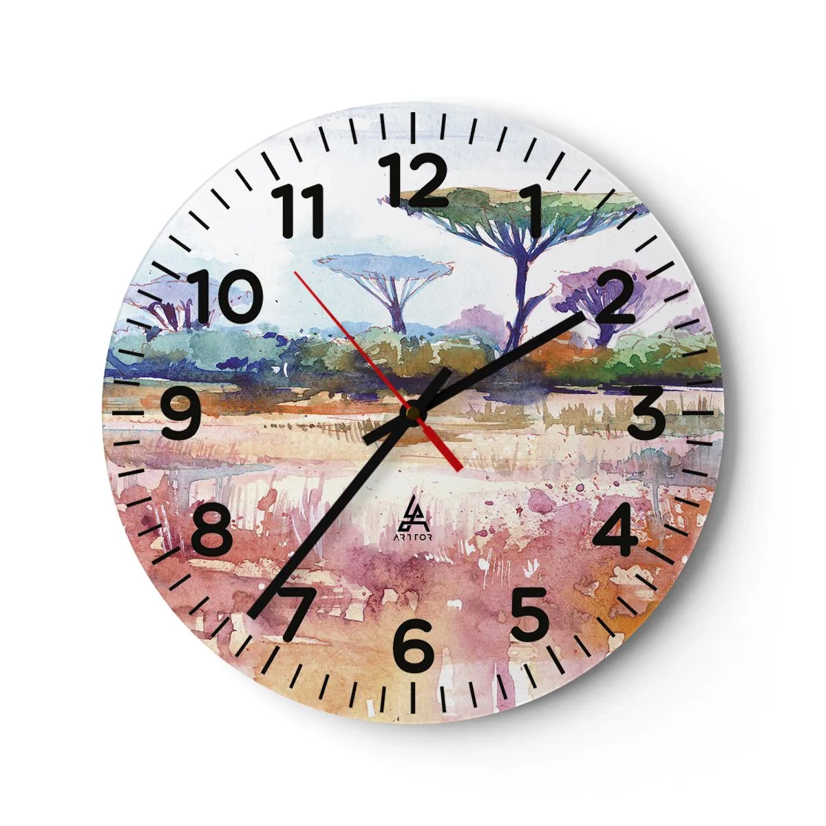 Ceas de perete - Ceas pe sticlă - Culorile savanei - 40x40 cm