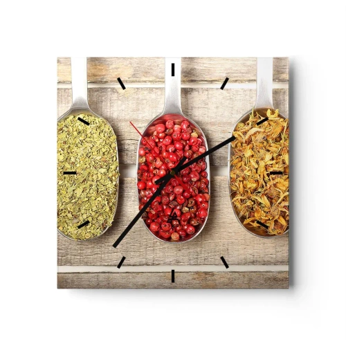 Ceas de perete - Ceas pe sticlă - Magia bucătăriei - 30x30 cm