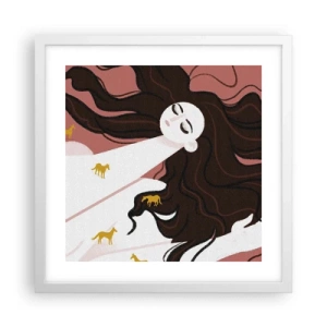 Poster în ramă albă - Visul despre calul de aur - 40x40 cm