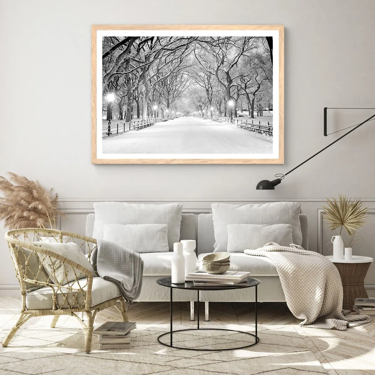 Poster în ramă de stejar deschis - Cele patru anotimpuri – iarna - 70x50 cm