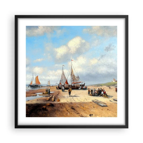 Poster în ramă neagră - Pescuit de succes - 50x50 cm