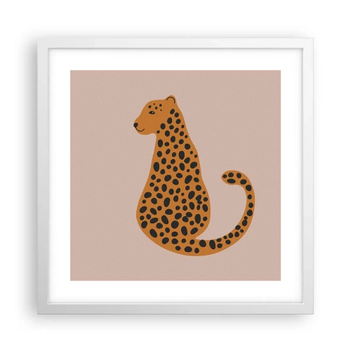 Poster în ramă albă - Modelul leopard este tot timpul la modă - 40x40 cm