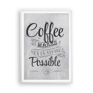 Poster în ramă albă - Cum să nu iubești cafeaua - 70x100 cm