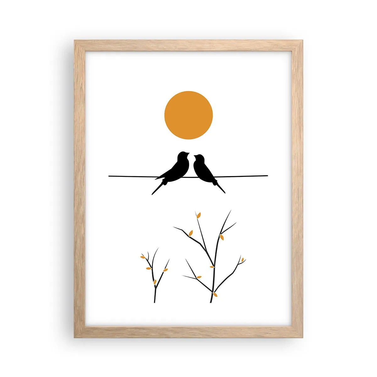 Poster în ramă de stejar deschis - Seară cu privighetori - 30x40 cm