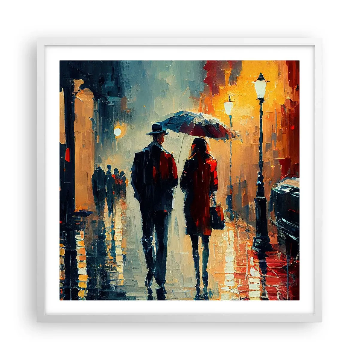 Poster în ramă albă - Poveste de dragoste urbană - 60x60 cm