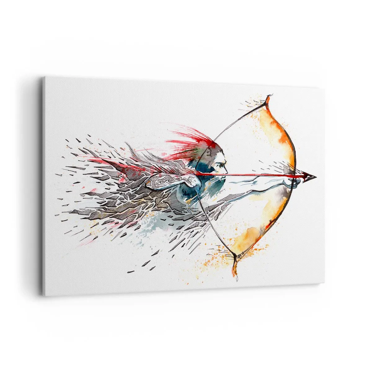 Tablou pe pânză - Războinic mitic cu un arc de foc - 120x80 cm