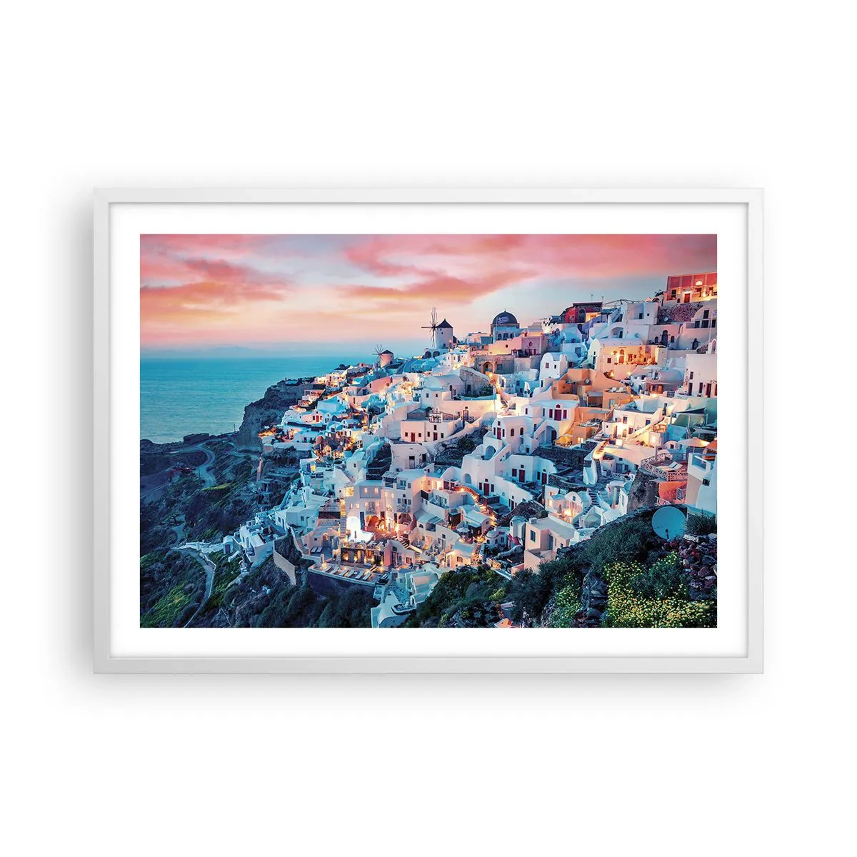 Poster în ramă albă - Vacanța ta grecească - 70x50 cm