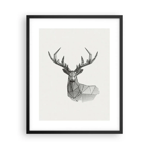 Poster în ramă neagră - Cerb în stil cubist - 40x50 cm
