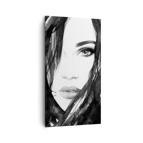 Tablou pe pânză - Studiu unei dame în alb și negru - 45x80 cm