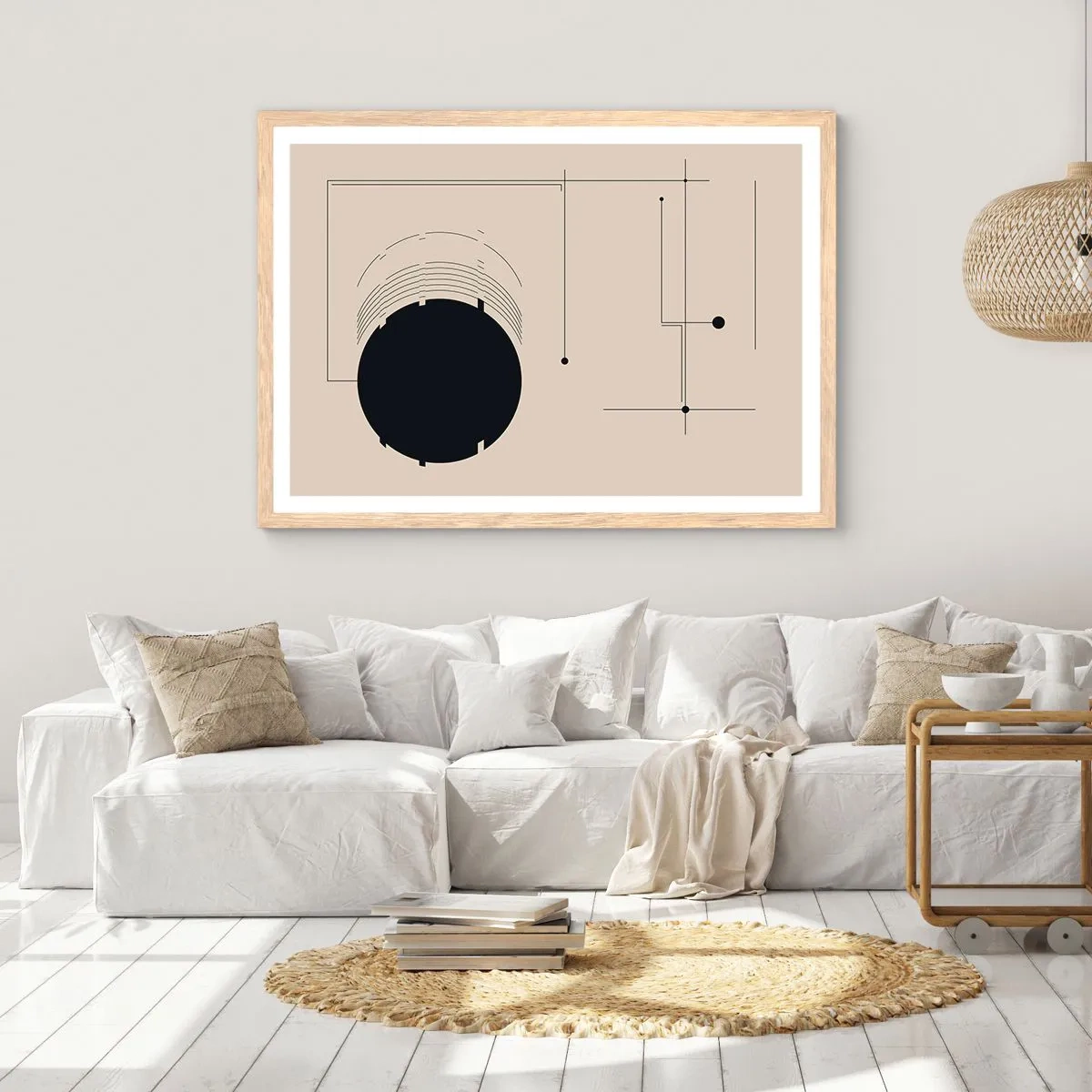 Poster în ramă de stejar deschis - Compoziție flexibilă și dinamică - 100x70 cm