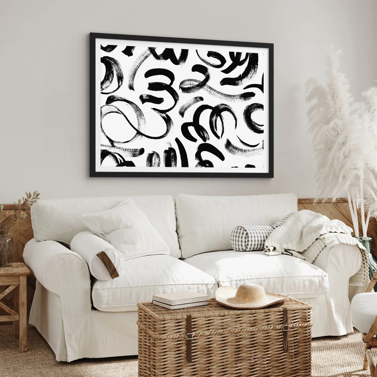 Poster în ramă neagră - Negru pe alb - 70x50 cm