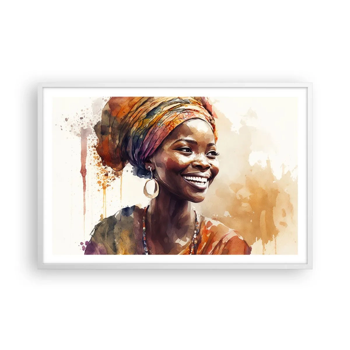Poster în ramă albă - Regina africană - 91x61 cm