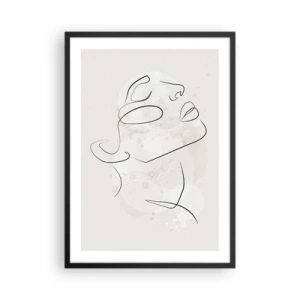 Poster în ramă neagră - Portret facial minimalist într-un stil liniar - 50x70cm - Schiță de vis - Decorațiune modernă pentru perete pentru living și dormitor ARTTOR
