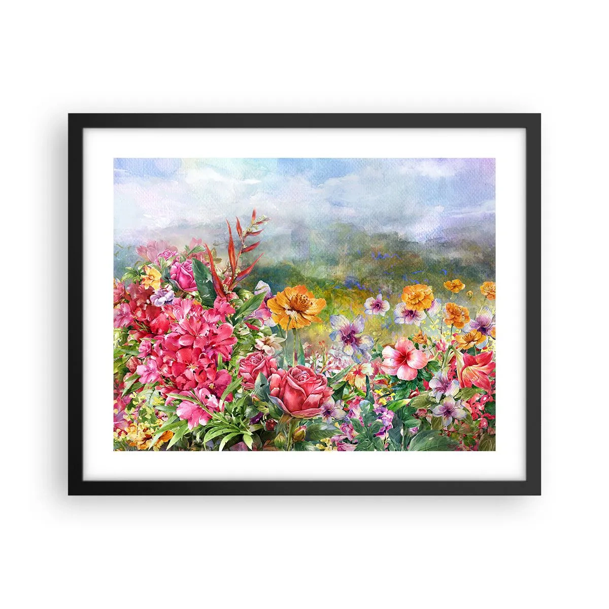 Poster în ramă neagră - O grădină înnebunită - 50x40 cm