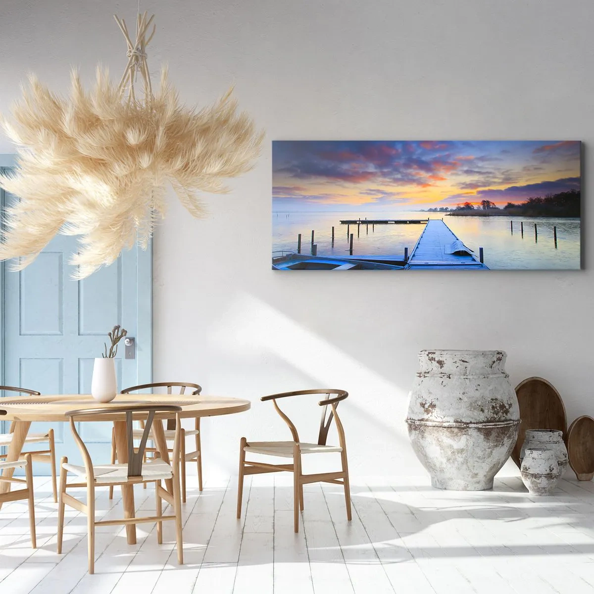 Tablou pe pânză - Seninătate mov-auriu - 140x50 cm