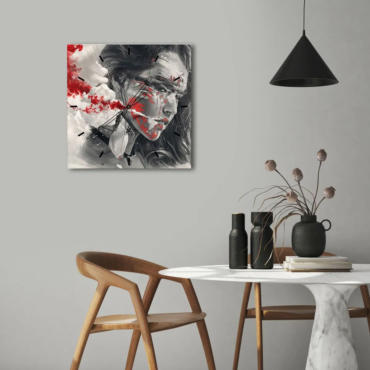 Ceas de perete - Ceas pe sticlă - În aburul absurdului - 40x40 cm