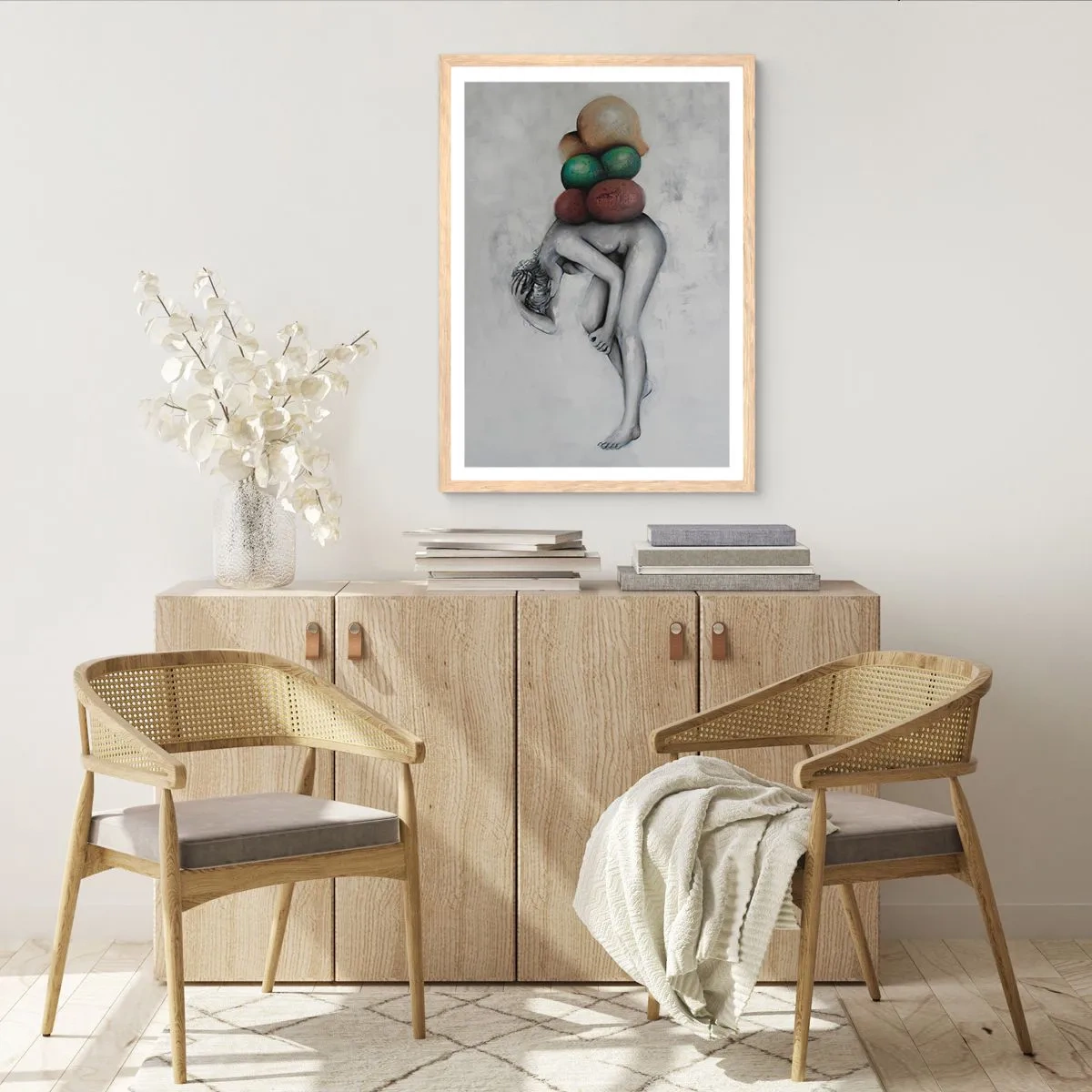 Poster în ramă de stejar deschis - Povara vieții - 30x40 cm