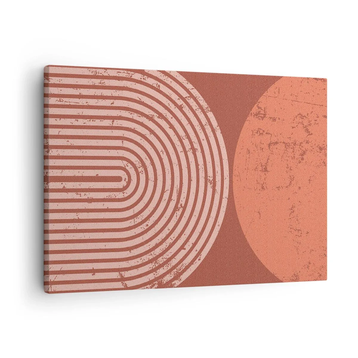 Tablou pe pânză Canvas - Modele geometrice în nuanțe de teracotă pe un fundal vintage - 70x50cm - Relație strânsă - Decorațiune modernă pentru perete pentru living și dormitor ARTTOR