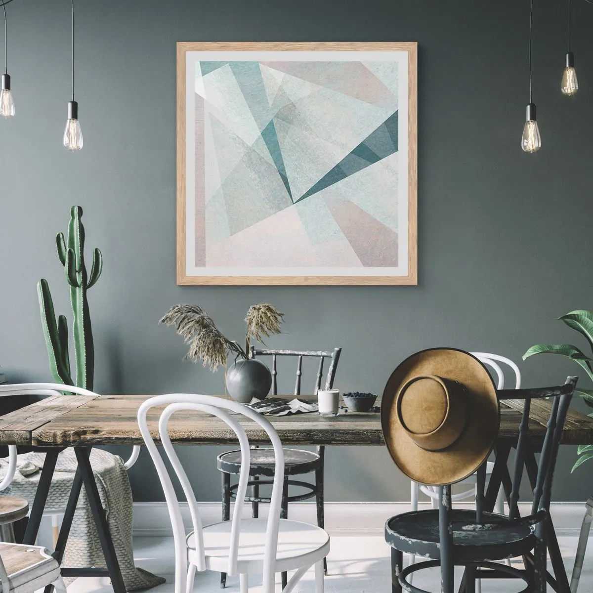 Poster în ramă de stejar deschis - Calm și totuși dinamic - 60x60 cm