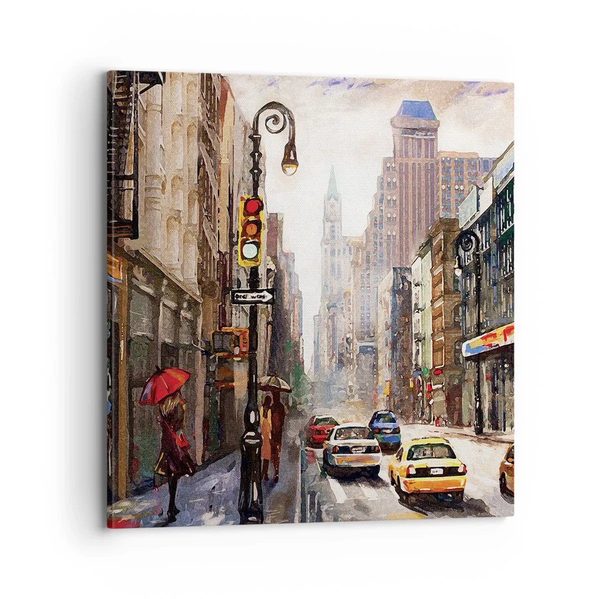 Tablou pe pânză - New York - plin de culoare și în ploaie - 70x70 cm