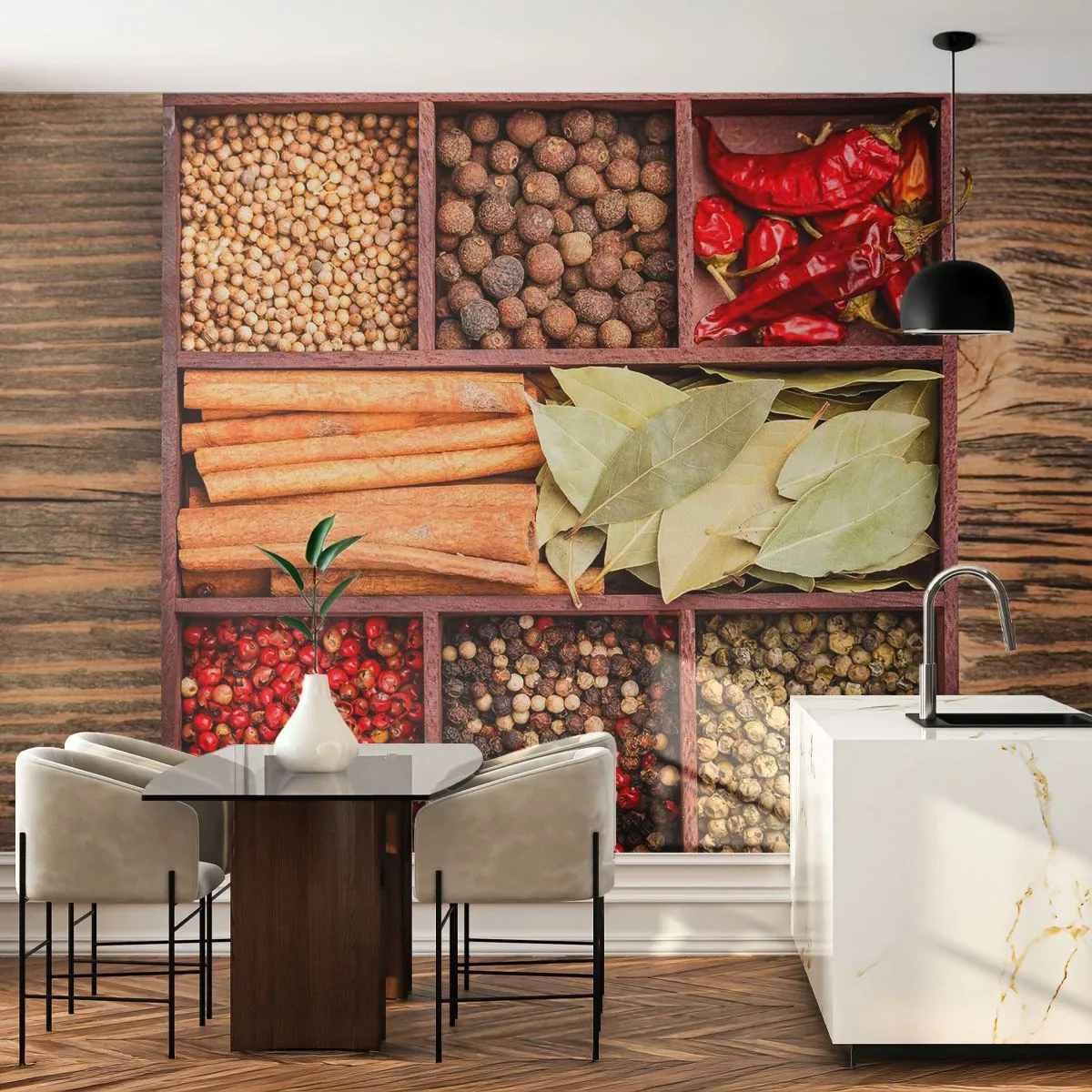 Tapet Premium Canvas - Ordine de forme, buchet de arome - Gastronomie, Condimente, Chilli - 250x175 cm