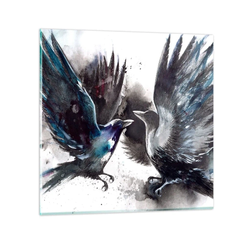 Tablou pe sticlă - Bătălia corbilor - 50x50 cm