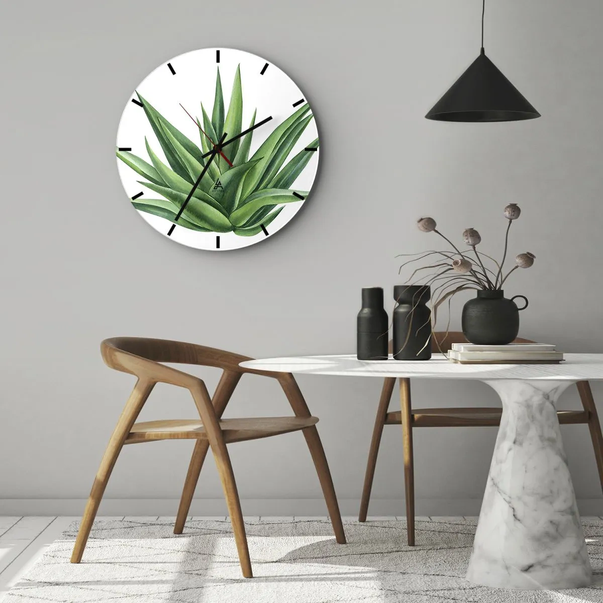 Ceas de perete - Ceas pe sticlă - Verde - putere - viață - 40x40 cm