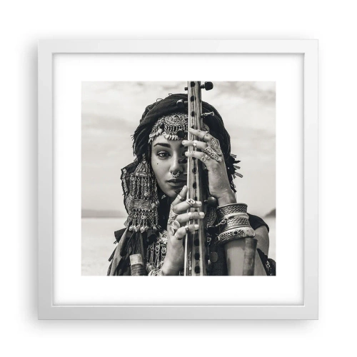 Poster în ramă albă - Muzica orientală în sine - 30x30 cm
