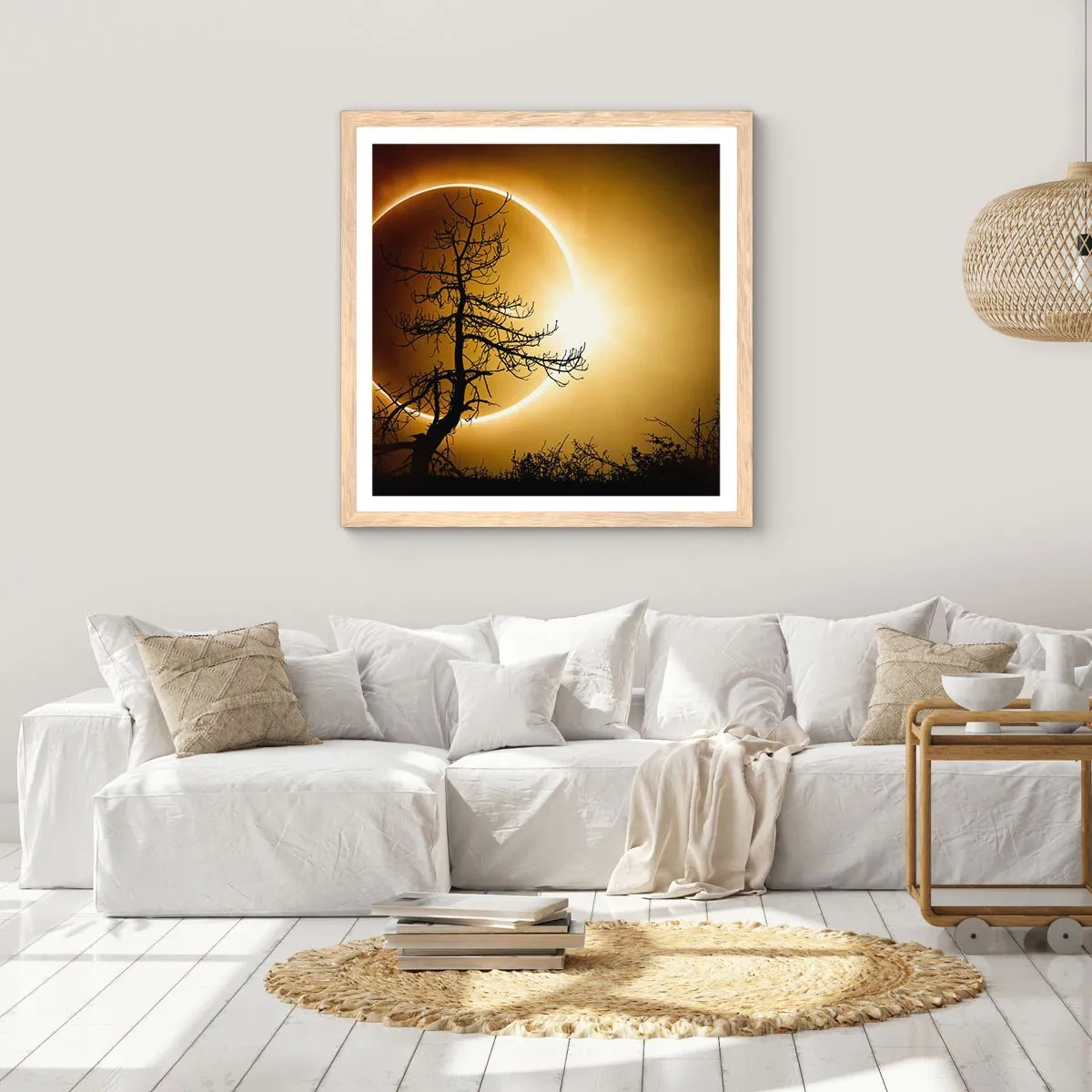 Poster în ramă de stejar deschis - Eclipsă totală - 60x60 cm