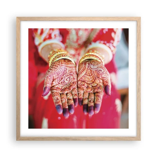 Poster în ramă de stejar deschis - Gata să prindă fericirea - 50x50 cm