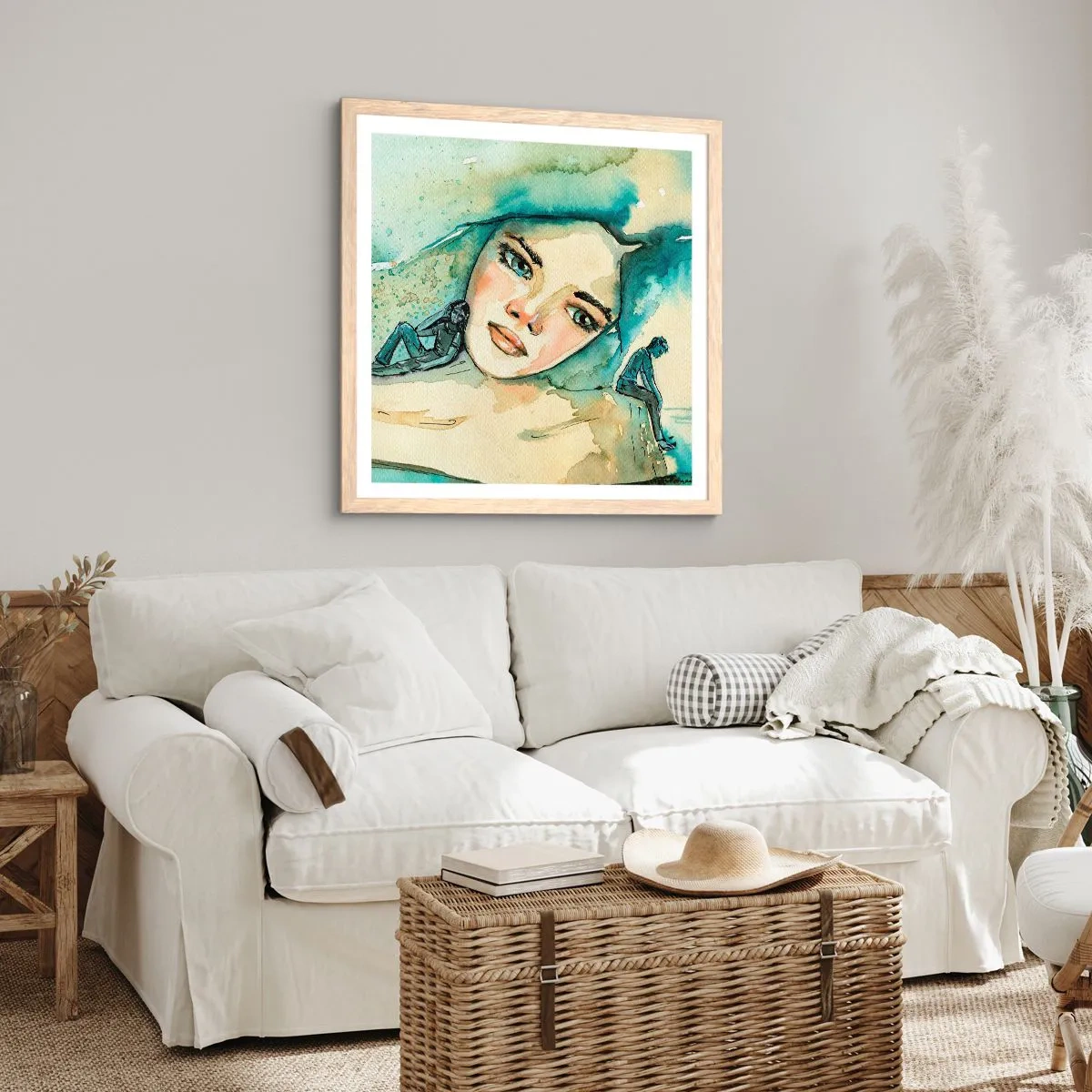 Poster în ramă de stejar deschis - Am I blue? - 60x60 cm