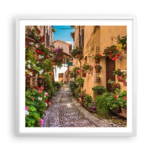 Poster în ramă albă - Străduță italiană - 60x60 cm