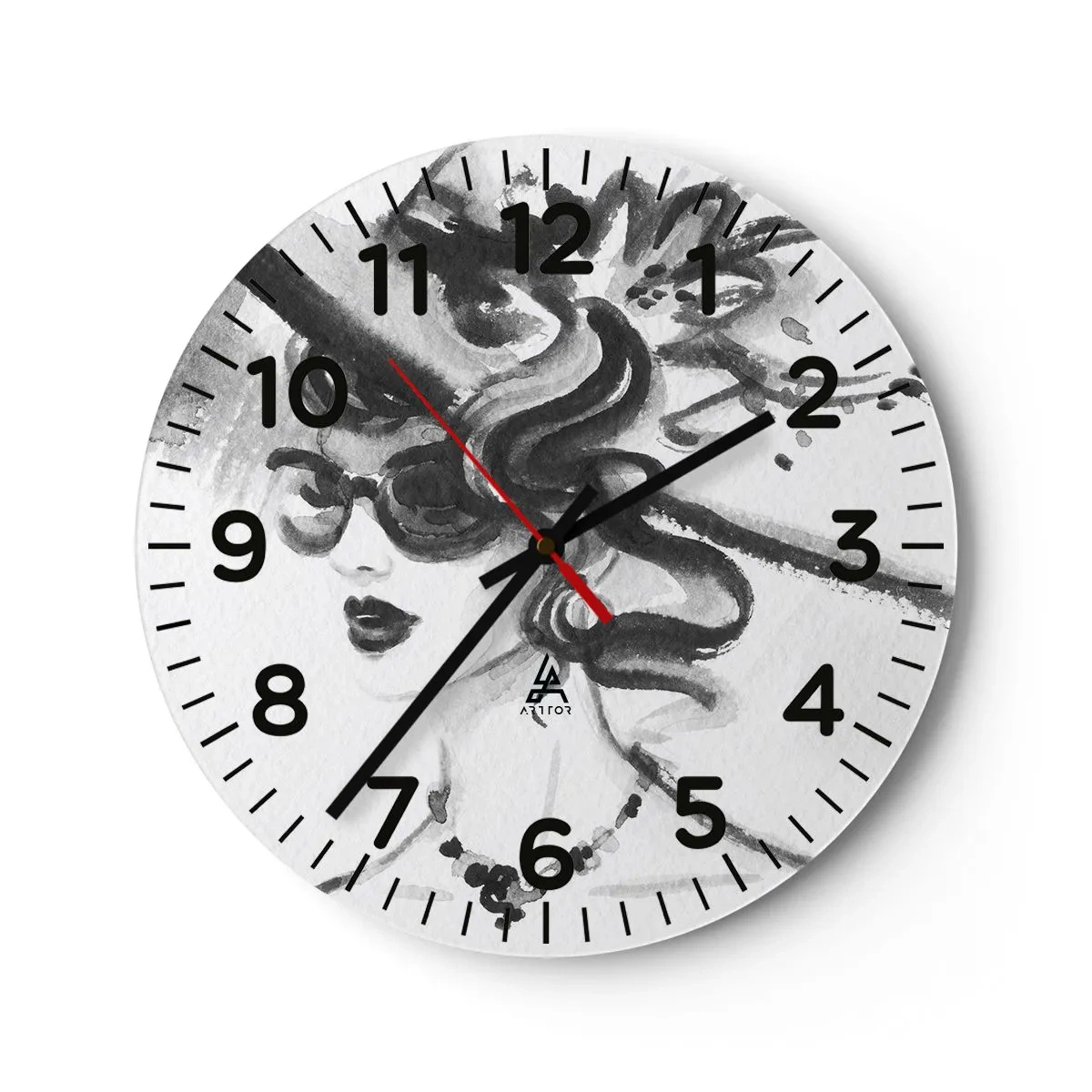 Ceas de perete - Ceas pe sticlă - Dama cu caracter - 40x40 cm