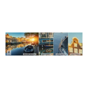 Mostră tapet Premium Canvas - Dimineața în Amsterdam - Oraș, Amsterdam, Arhitectură - 100x30 cm