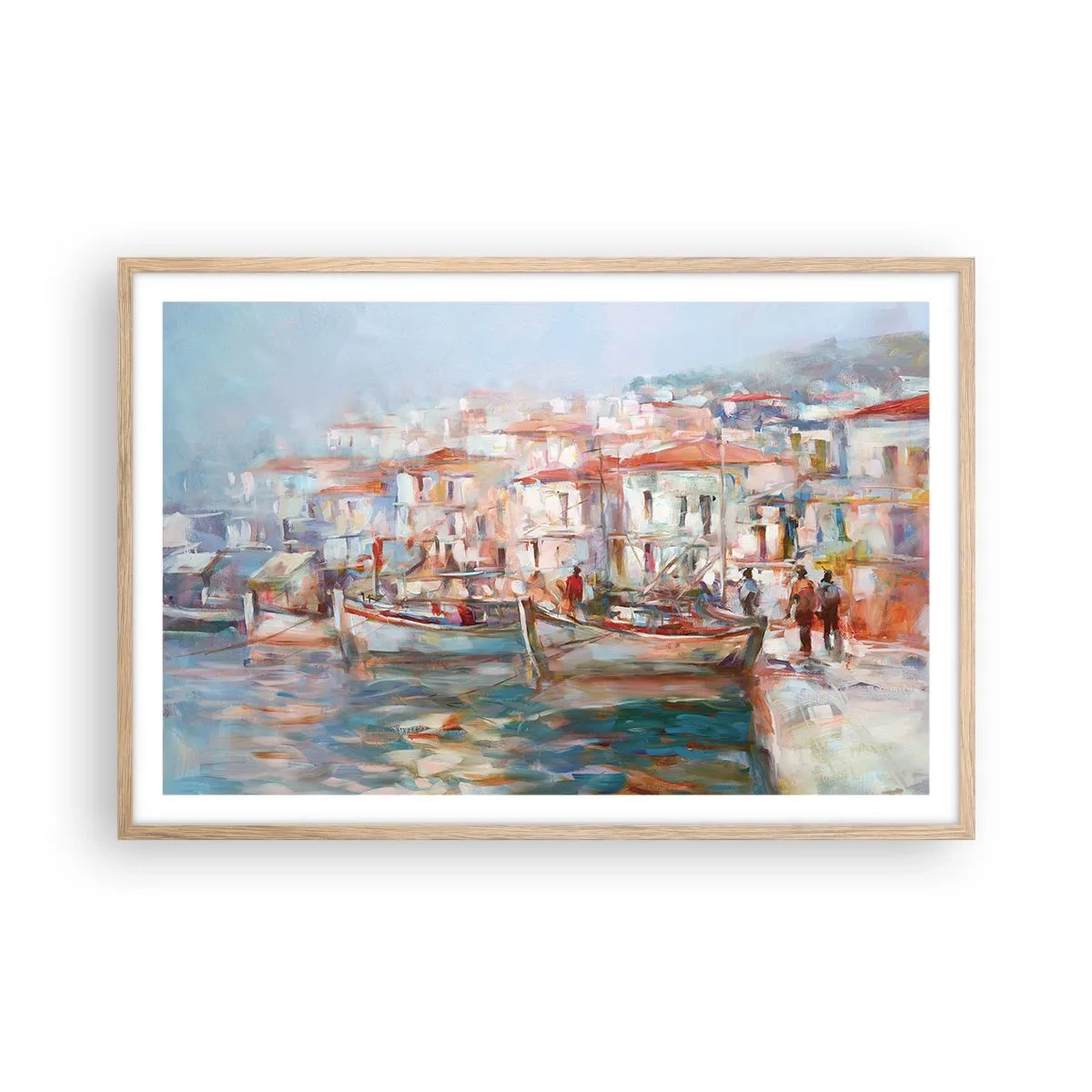 Poster în ramă de stejar deschis - Vacanță pastelată - 91x61 cm