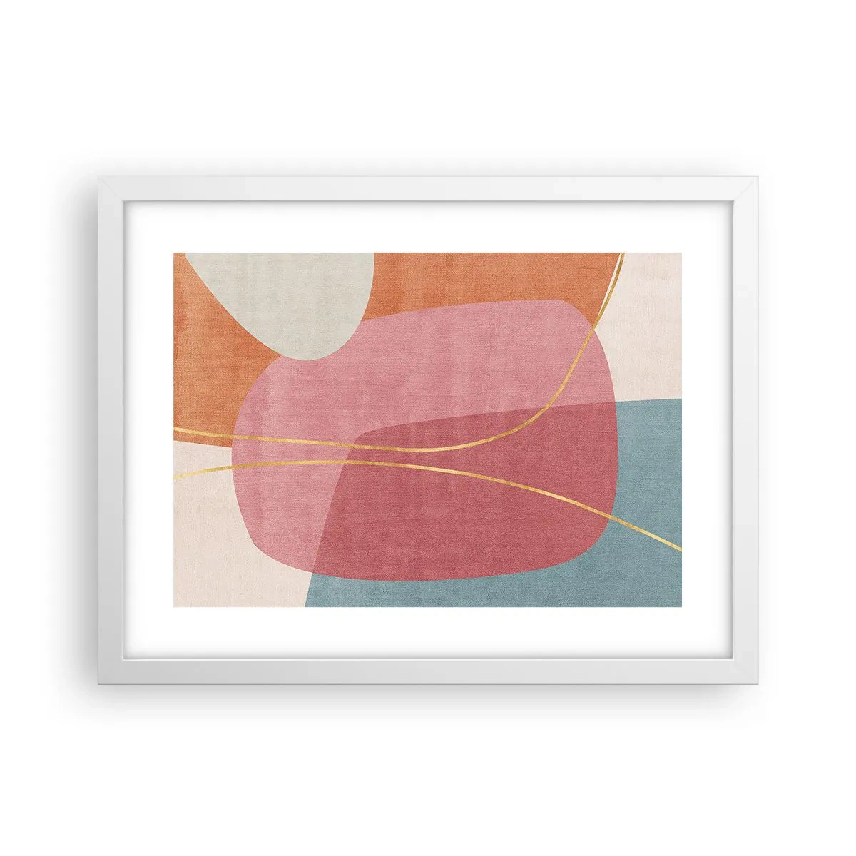 Poster în ramă albă - Compoziție pastel cu fir de aur - 40x30 cm